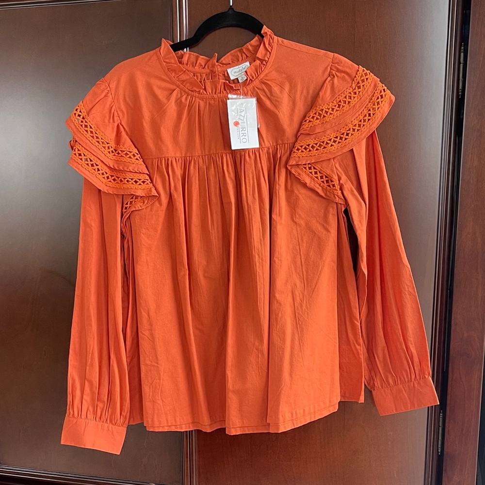 Mudpie Orange Ruffle Blouse - Picture 5 of 7